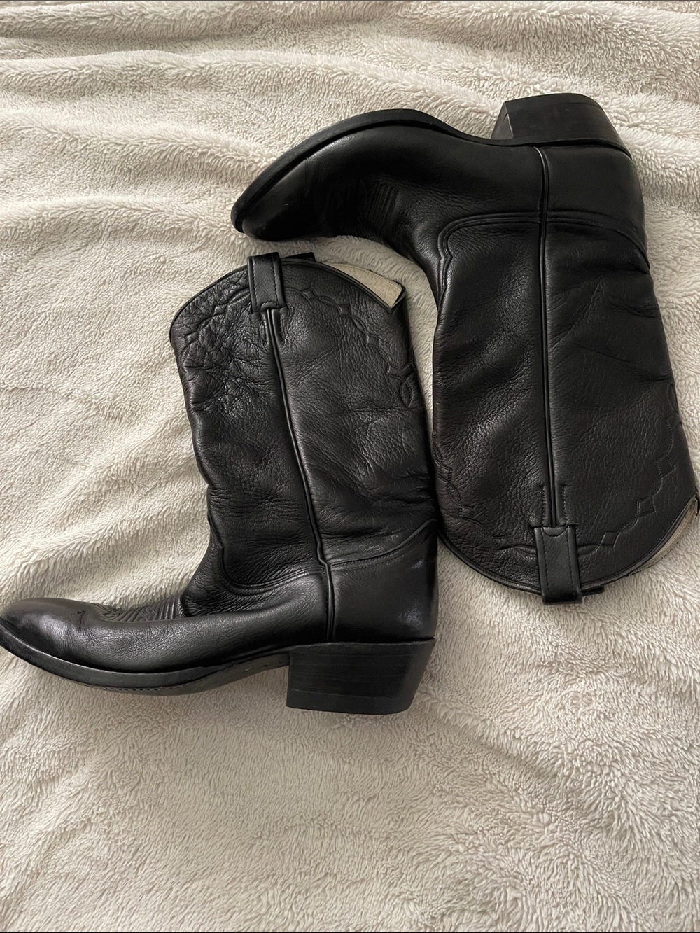 Remington Classic Black Leather Cowboy Boots Men’s 10.5